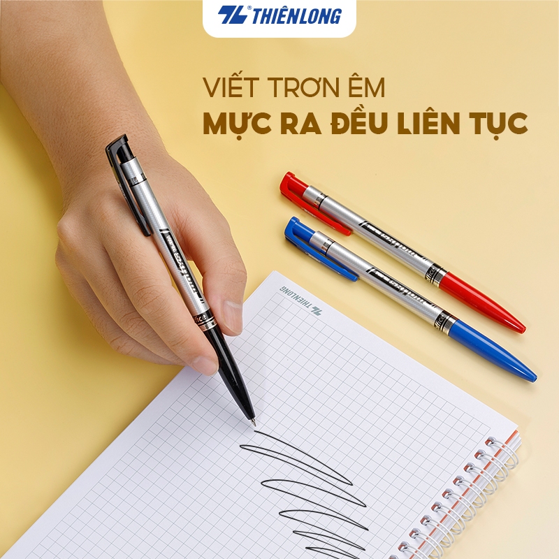 Ảnh Combo 5/10/20 Bút bi Thiên Long FO-024 ngòi 0.7mm mực xanh/đỏ/đen hệ dầu, đạt tiêu chuẩn an toàn Châu Âu 3