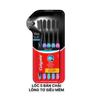 LỐC 5 BÀN CHẢI ĐÁNH RĂNG COLGATE CHARCOAL SIÊU MỀM MẢNH