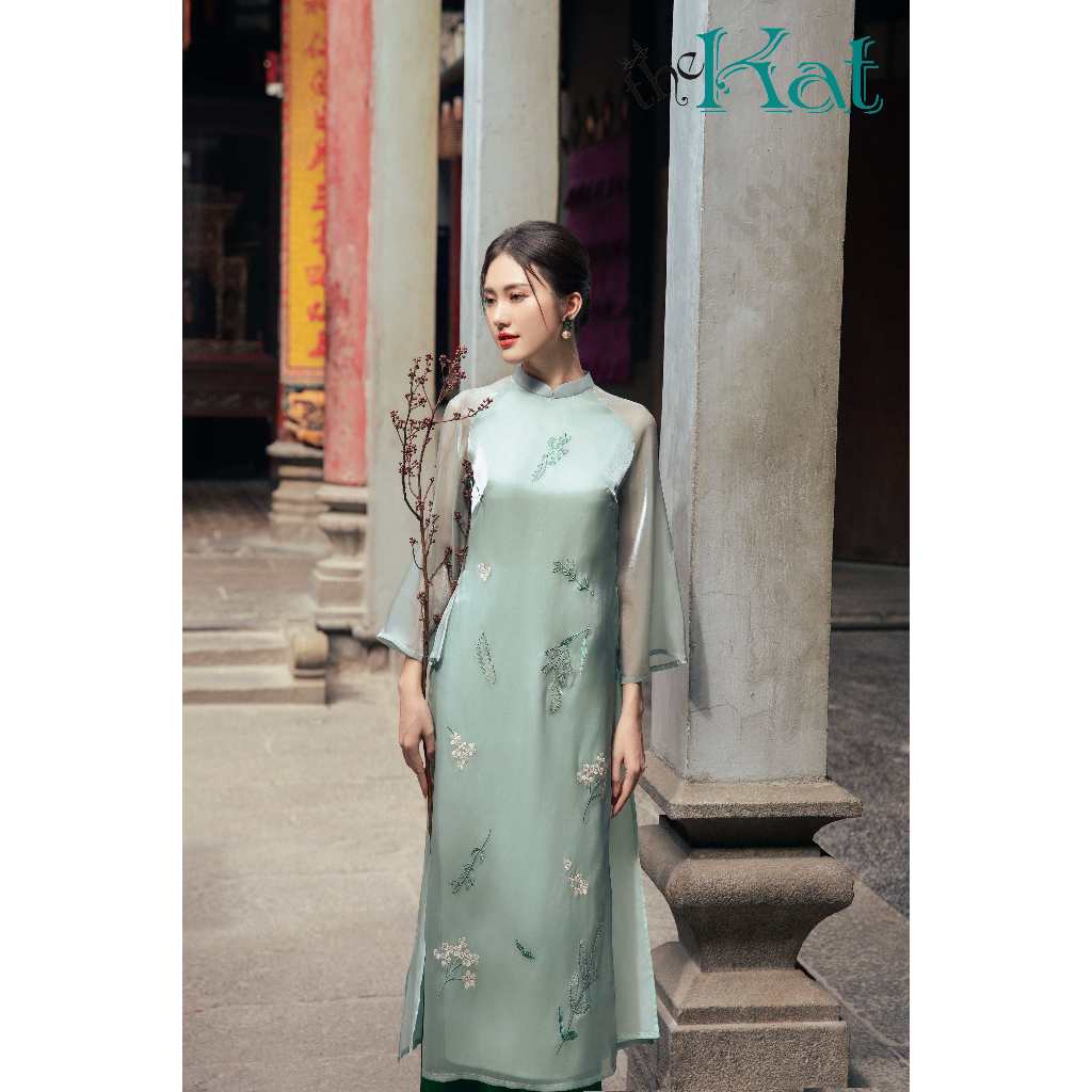 Áo dài Organza The Kat House (không kèm quần), Vải organza cao cấp, tay lửng, dáng suông thanh lịch, quý phái