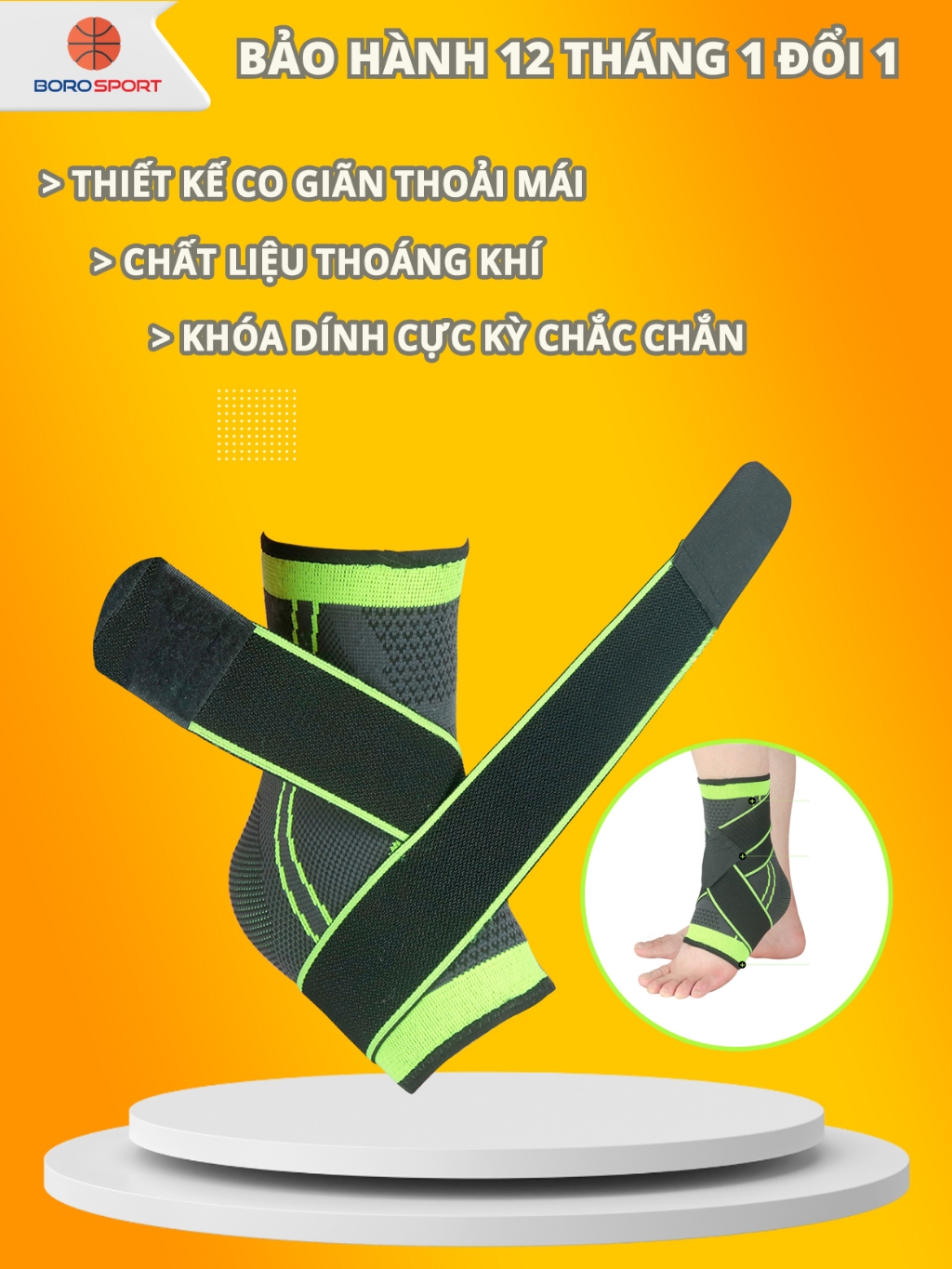 Ảnh Băng Quấn Bảo Vệ Cổ Chân Chính Hãng Băng Cổ Chân Mắt Cá Chân Chất Liệu Thun Thoáng Mát Cleacco BQBVCC Boro Sport 1