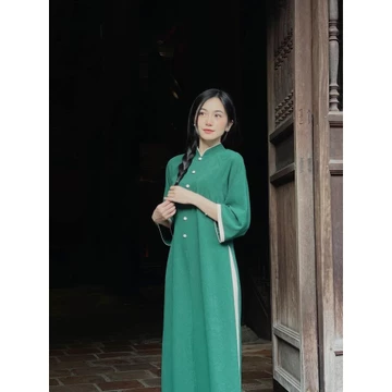 Áo dài dáng xuông tứ thân đính cúc ,Áo dài cổ phục nét Việt dáng xưa