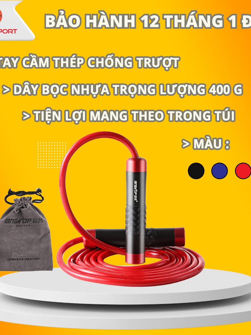 Ảnh Dây Nhảy Thể Lực Tặng Kèm Túi Dây Nhảy Boxing Trọng Lượng 400g Tay Cầm Kim Loại Cleacco DNTL Boro Sport 1