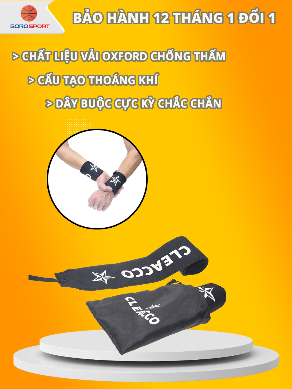 Ảnh Băng Quấn Cổ Tay Chính Hãng Bộ Băng Quấn Thể Thao Chất Liệu Vải Polyester Dây Buộc Chắc Chắn Cleacco BQCTC Boro Sport 1