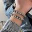 Vòng tay chuỗi hạt màu xám đen chất liệu nhựa không gỉ thiết kế đơn giản đẹp dành cho nam và nữ