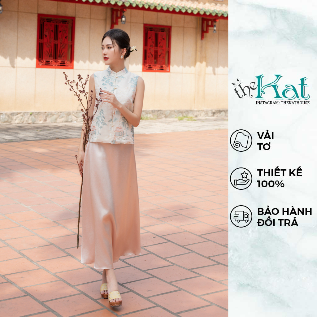 Áo Cát Viên The Kat House, chất tơ ánh thêu nổi bên trong lót lụa cao cấp mang vẻ đẹp quý phái, sang trọng
