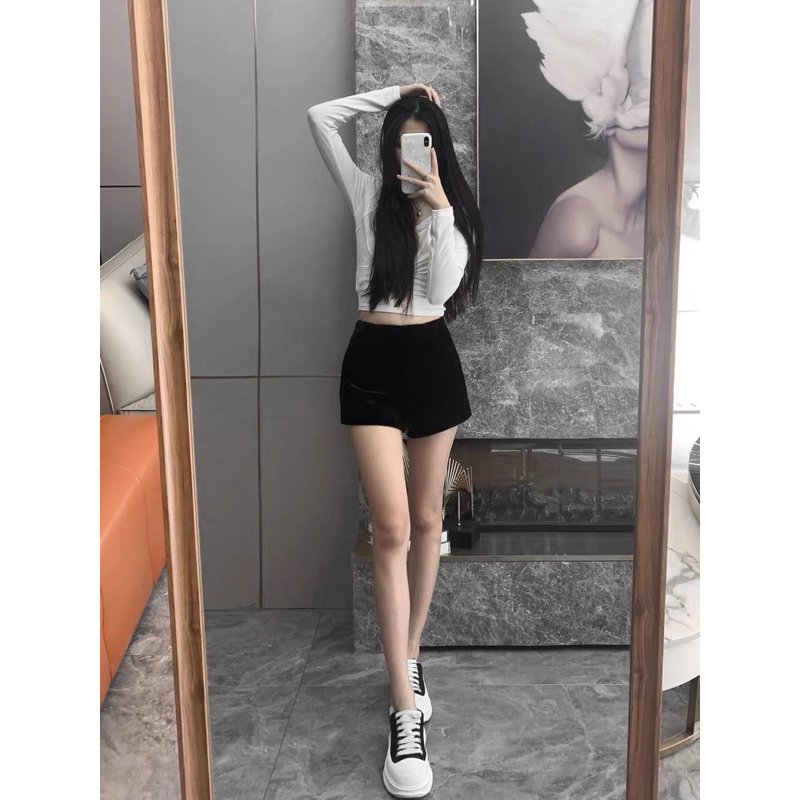 Quần Nhung Nữ Cao Cấp 2 Lớp Bảo Hộ Vải Mịn Cạp Cao Trơn Khoá Kéo Sau m634