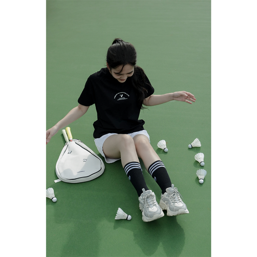 Áo Thun Cầu Lông Unisex Vsmash Sportwear–In lụa "Blue Court" – Vải Bông Em Bé Mềm Mịn Cao Cấp, Thoáng Mát, Thấm hút tốt