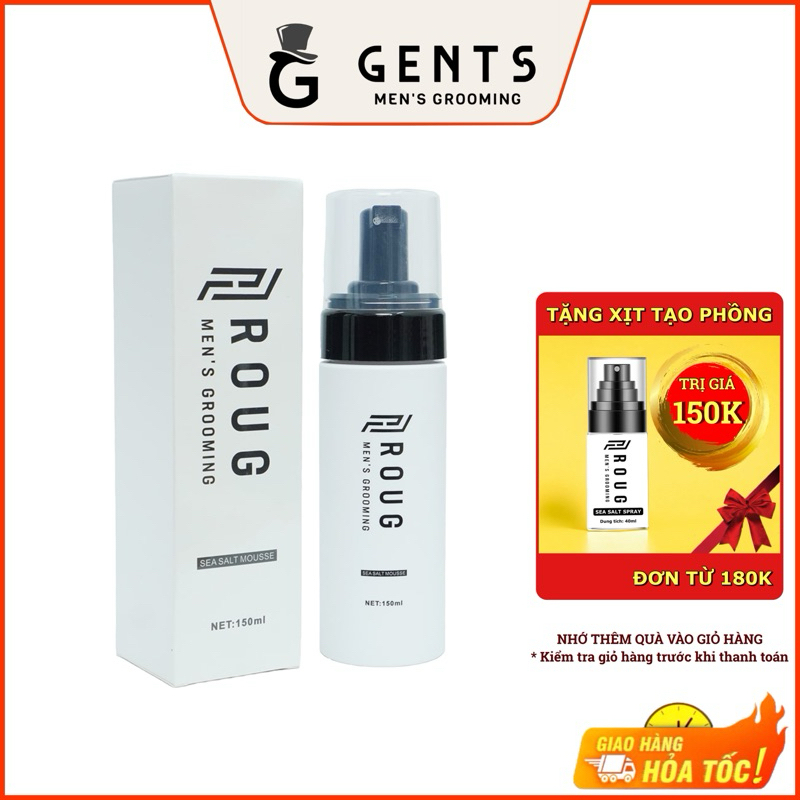 Bọt tạo phồng tóc nam Roug Sea Salt Mousse 150ml - Xịt dưỡng Pre ...