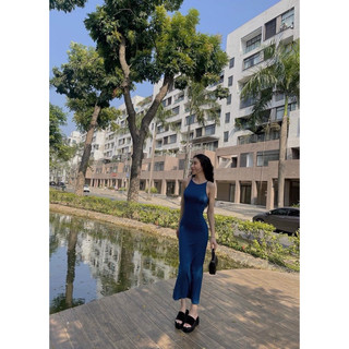 Đầm cổ yếm sát nách dáng dài hotgirl tôn dáng thời trang ( có size lớn) lỗ