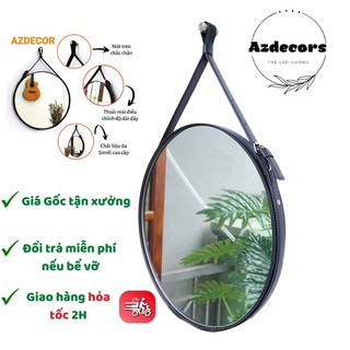 Gương Treo Tường Viền Dây Da Trang Điểm, Gương tròn trang điểm có 2 màu dây Diamond Mirror
