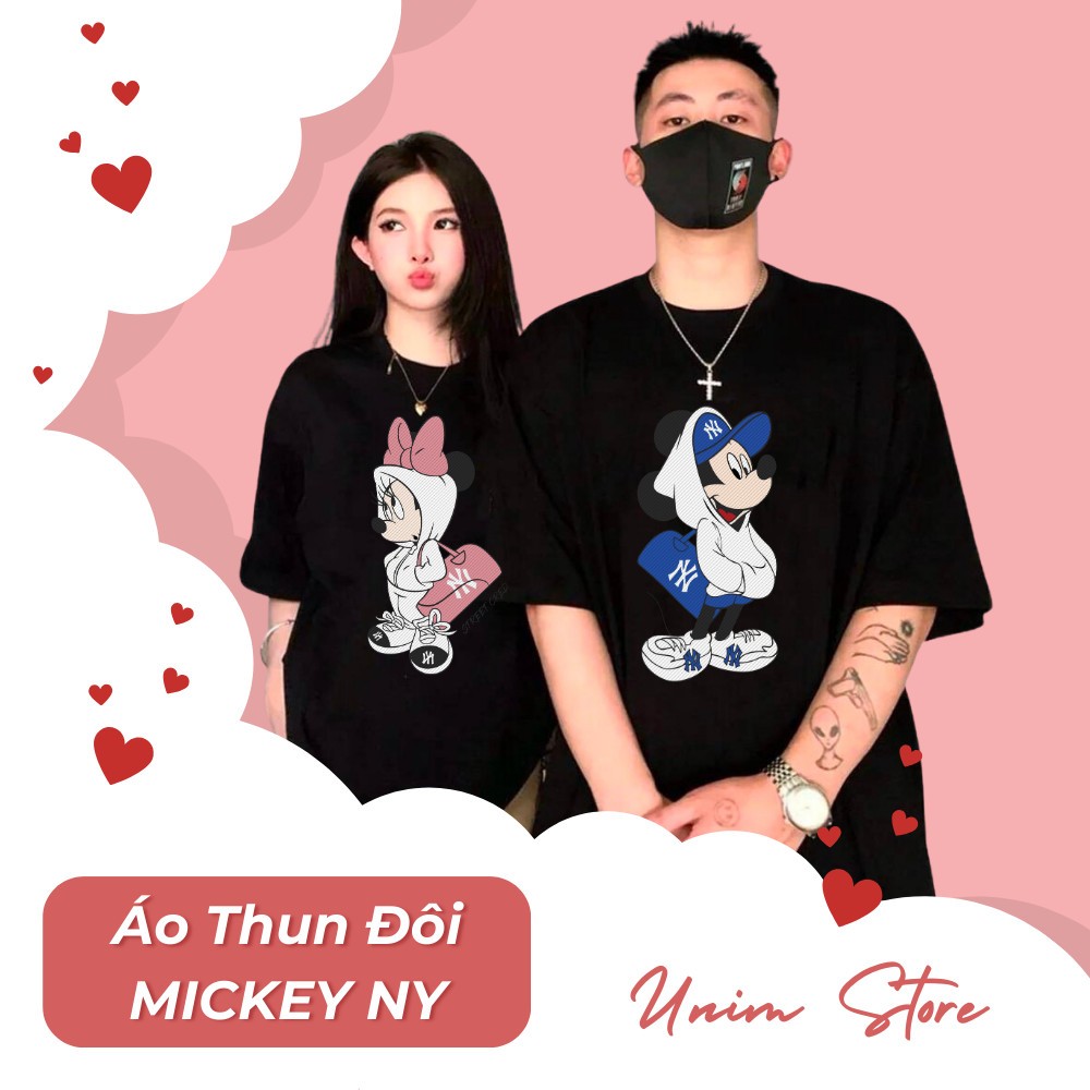 [VẢI 250 GSM] Áo Thun Đôi Mickey NY LA Mới Nhất Form Unisex Nhiều Màu Cotton Định Lượng Vải 250Gsm Cao Cấp