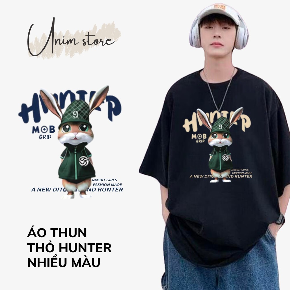 [VẢI 250 GSM] Áo Thun Thỏ HUNTER Unisex Form Rộng 100% Cotton Định Lượng Vải 250 Gsm - AP212