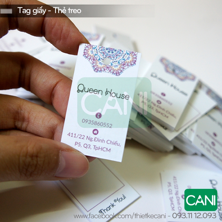 2.000c In theo yêu cầu Tag giấy 2.5 x 4.5cm hoặc 3 x 5cm - Tem quần áo Thẻ treo Mác phụ kiện Nhãn giấy CANI