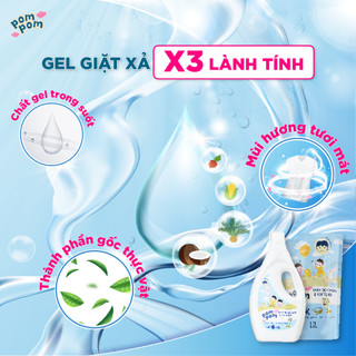 Nước Giặt Xả Pom Pom Active [Can 1.6L + Túi 1.2L Refill] Cho Cả Gia Đình Sạch Mới Thơm Mềm Vải Hương Nắng Mai AT16 AT12