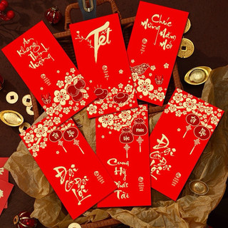 [Combo 30] phong bao lì xì nhung đỏ mừng tết, lì xì xuân, lì xì lộc, lì xì khai xuân, phong bao lì xì khai trương