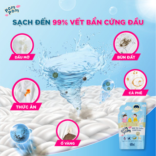 Nước Giặt Xả Pom Pom Active [600MLx8] Siêu Tiết Kiệm Cho Cả Gia Đình Sạch Mới Thơm Mềm Vải Hương Nắng Mai AT6