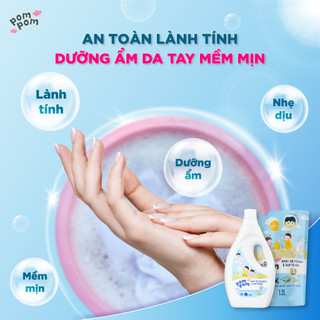 Nước Giặt Xả Pom Pom Active [Can 1.6L + Túi 1.2L Refill] Cho Cả Gia Đình Sạch Mới Thơm Mềm Vải Hương Nắng Mai AT16 AT12