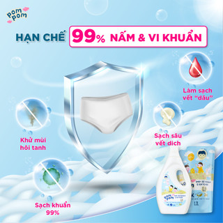 Nước Giặt Xả Pom Pom Active [Can 1.6L + Túi 1.2L Refill] Cho Cả Gia Đình Sạch Mới Thơm Mềm Vải Hương Nắng Mai AT16 AT12