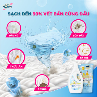 Nước Giặt Xả Pom Pom Active [Can 1.6L + Túi 1.2L Refill] Cho Cả Gia Đình Sạch Mới Thơm Mềm Vải Hương Nắng Mai AT16 AT12