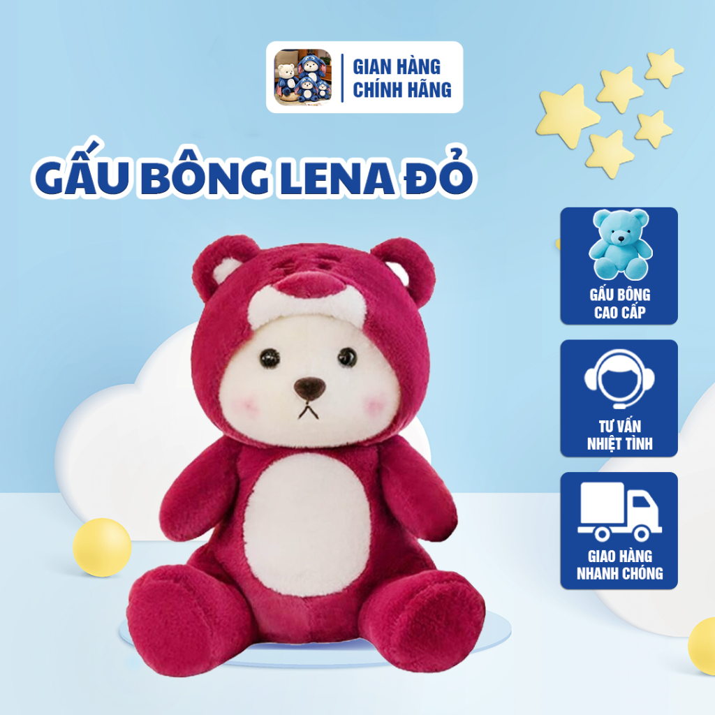 Gấu Bông Cute Gấu Bông 5 Sao – Gấu Bông Cao Cấp Lena Đỏ Siêu Xinh, Mềm Mịn Được Giới Trẻ  Yêu Thích