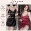 HT138 Váy ngủ sexy phối ren dáng suông đơn giản, đồ ngủ lụa dáng suông gợi cảm HT138