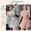 HT133a Váy ngủ sexy phối ren dây đan lưng sang chảnh, đồ ngủ lụa dáng xoè gợi cảm HT133a