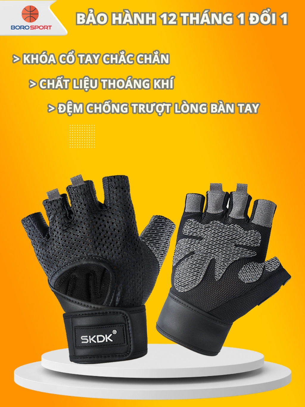 Ảnh Găng Tay Tập Gym Chính Hãng Cleacco – Boro Sport | Mẫu Mới 2025 | Chống Trượt – Quấn Cổ Tay – Thoáng Khí – Êm Tay 1
