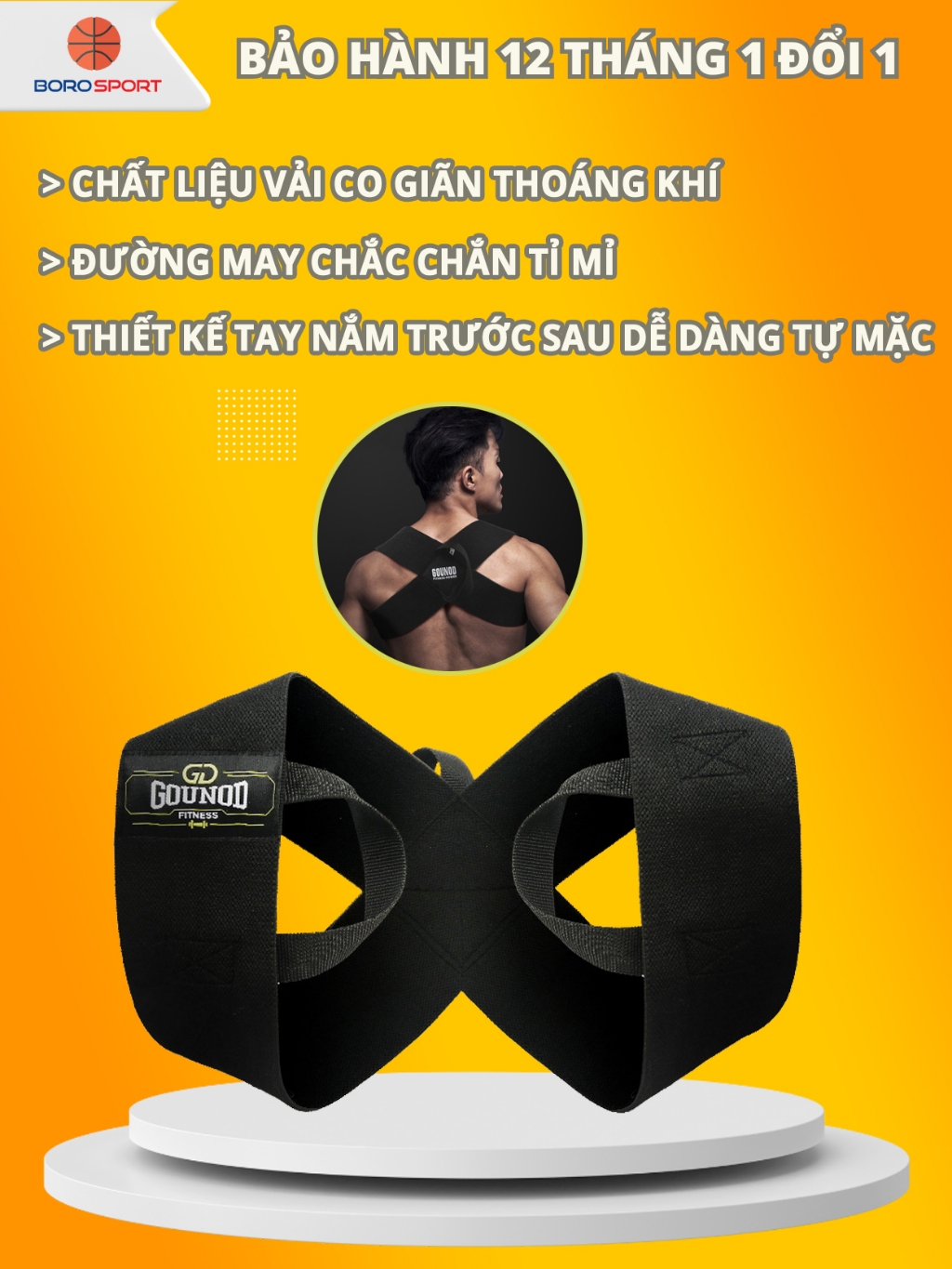 Ảnh Đai Chống Gù Lưng Thể Thao Bảo Hành 12 Tháng Hỗ Trợ Tập Ngực Chống Gù Chữ X Giữ Form Khi Tập Cleacco DCGL Boro Sport 1