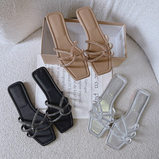 Fullbox Dép Lê Mũi Vuông Quai Đá Xoắn Cực Xịn Mieo Shoes D2446 D2447 D2519