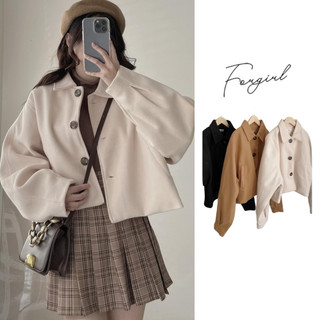 Áo khoác dạ nữ Forgirl áo dạ ép nữ 2 lớp cổ bẻ tay bồng dáng croptop basic siêu xinh T023