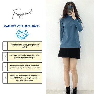 Áo thun giữ nhiệt cổ 3 phân Forgirl thu đông áo dài tay cao cổ T083