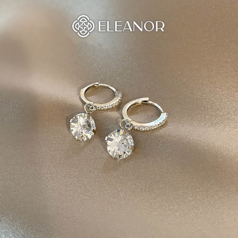 Bông tai nữ chuôi bạc 925 Eleanor Accessories đính đá khuyên tai dáng thả phụ kiện trang sức 3276