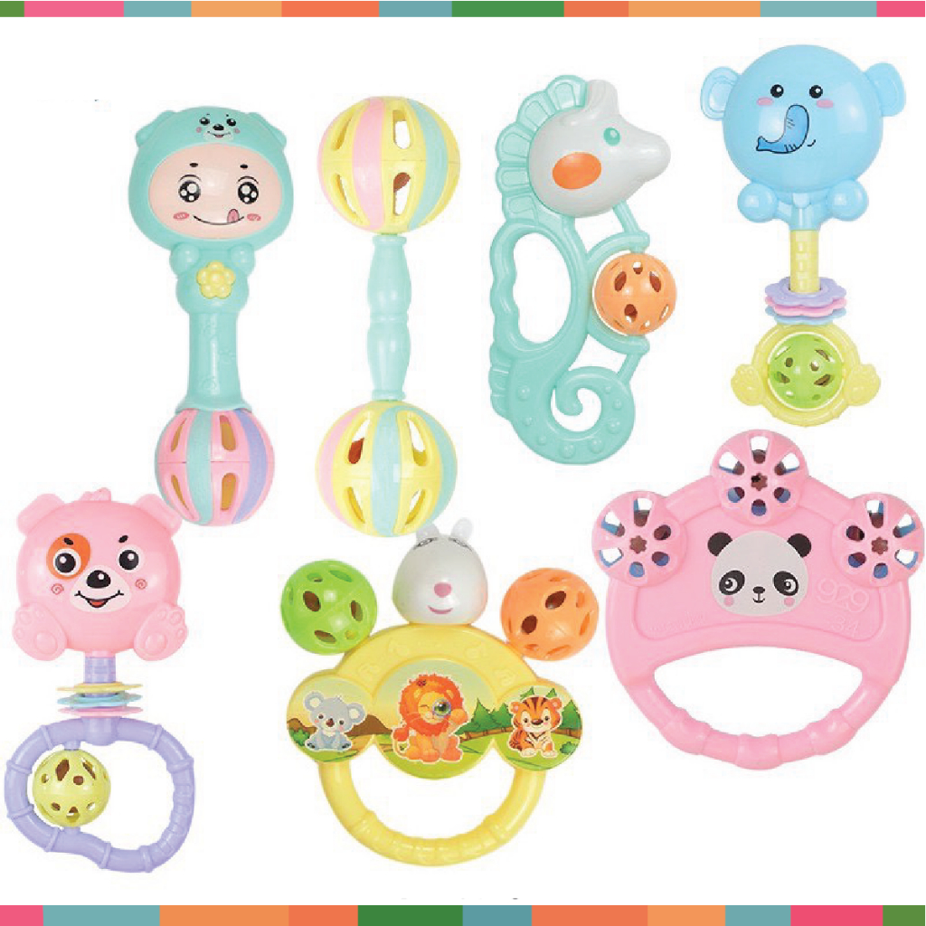 Bộ Đồ Chơi 7 Món Xúc Xắc Đa Hình Đa Màu Sắc Cho Bé Đậu Đậu Store