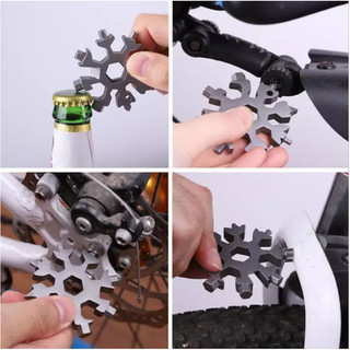 Cờ Lê Đa Năng 18 Trong 1 Hình Bông Tuyết Kết Hợp Công Cụ Móc Khóa Bông Tuyết Di Động Nhỏ Gọn