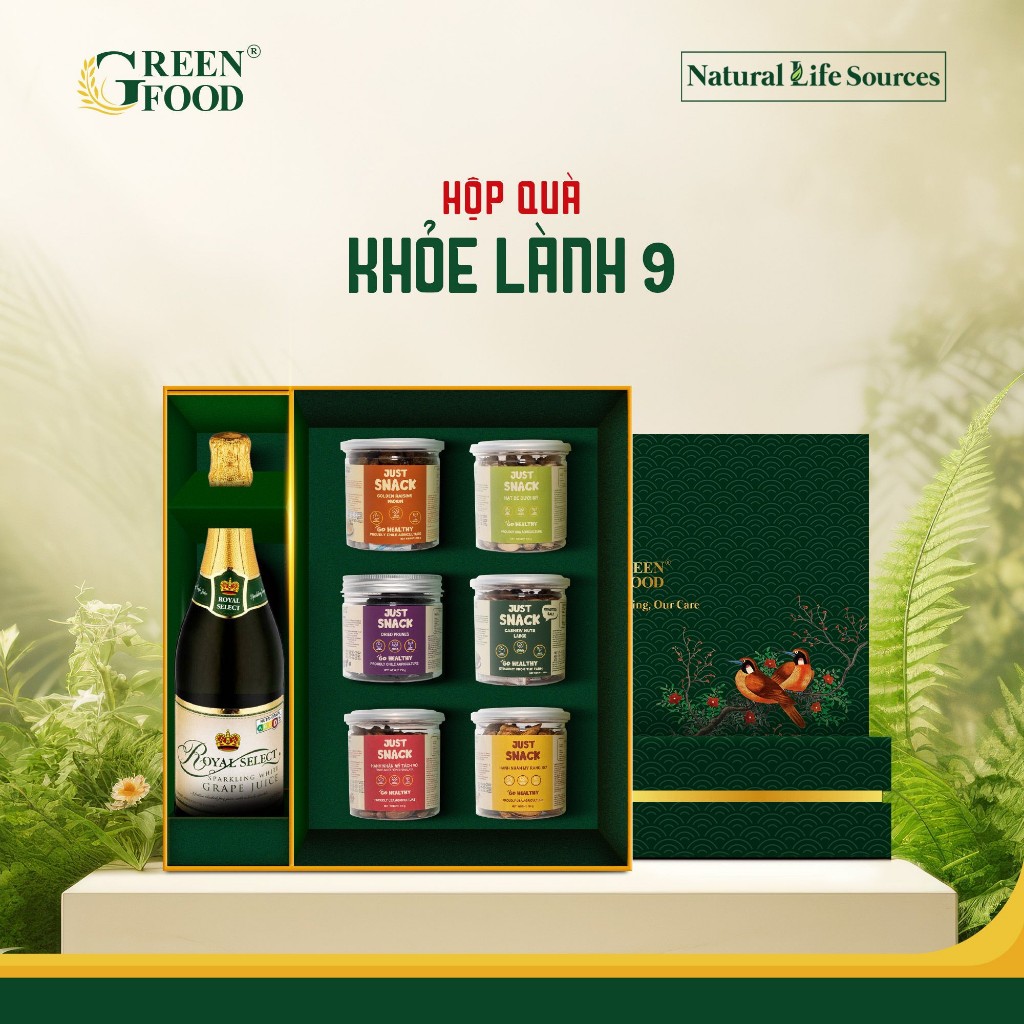 Hộp quà Khỏe Lành 04 - GREEN FOOD - Gồm 7 món - Nước Ép nho Trắng có ga ...
