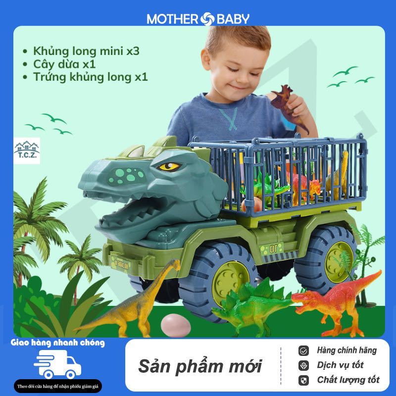 Xe đồ chơi cho bé trai cỡ lớn chở mô hình khủng long đồ chơi -  Xe Chở Khủng Long, Trứng ,Cây Cho Bé