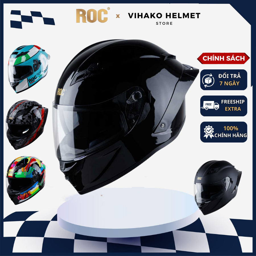 Mũ bảo hiểm fullface roc r03 nón đi phượt 2 kính royal helmet chính ...