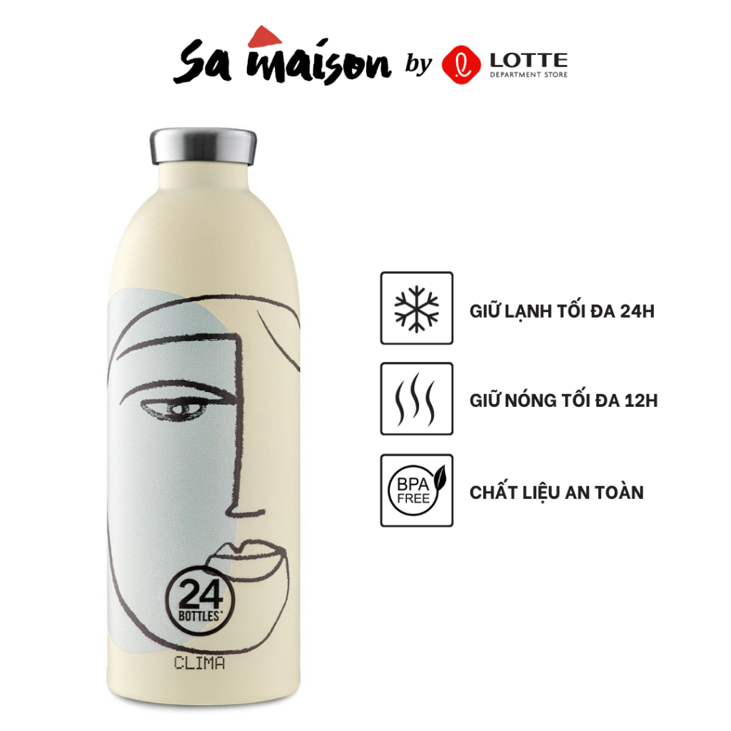 Ảnh Bình giữ nhiệt chân không 24Bottles Clima họa tiết White Calypso chất liệu thép không gỉ 1