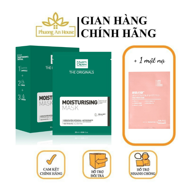 Mặt nạ dưỡng ẩm trắng da MartiDerm The Originals Moisturising Hộp 10 miếng x 25ml - PhuongAnHouse