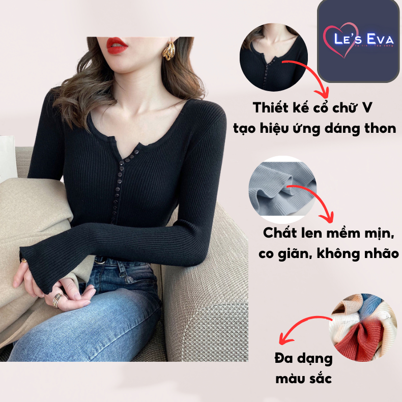 Áo len nữ tay dài Thiết kế cổ chữ V dáng ôm dệt kim mềm mịn thời trang mùa đông Hàn Quốc trẻ trung quyến rũ AL02