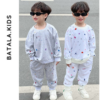 Bộ nỉ bông bé trai bé gái Batala kids, set nỉ thu đông trẻ em cho bé từ 10-23kg hoạ tiết VẨY SƠN