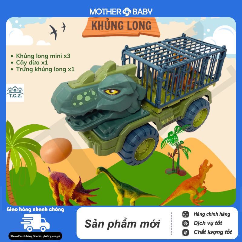 Xe đồ chơi cho bé trai cỡ lớn chở mô hình khủng long đồ chơi -  Xe Chở Khủng Long, Trứng ,Cây Cho Bé