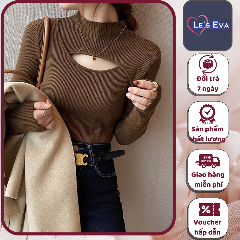 Áo Len Tăm Nữ Dày Dặn dài tay Cổ Khoét Ngực Dáng ôm body Hàng Quảng Châu cực xinh AL05 - LEEVA OFFICIAL
