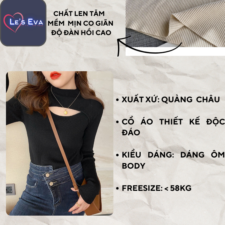 Áo Len Tăm Nữ Dày Dặn dài tay Cổ Khoét Ngực Dáng ôm body Hàng Quảng Châu cực xinh AL05 - LEEVA OFFICIAL