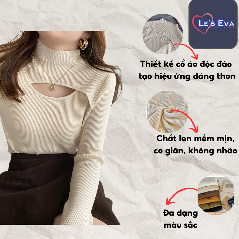Áo Len Tăm Nữ Dày Dặn dài tay Cổ Khoét Ngực Dáng ôm body Hàng Quảng Châu cực xinh AL05 - LEEVA OFFICIAL