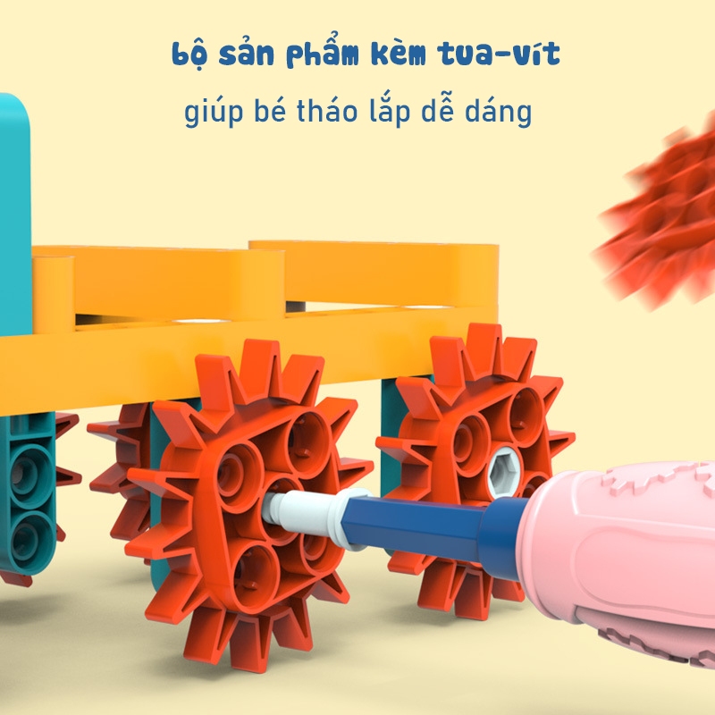 180 Chi Tiết - Bộ lắp ghép robot có động cơ điện chuyển động, Lắp ráp kĩ thuật điện tăng khả năng tư duy sáng tạo cho bé