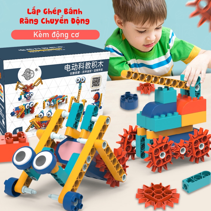 180 Chi Tiết - Bộ lắp ghép robot có động cơ điện chuyển động, Lắp ráp kĩ thuật điện tăng khả năng tư duy sáng tạo cho bé