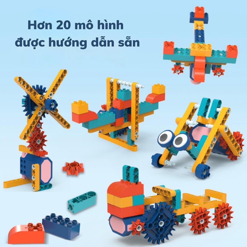 180 Chi Tiết - Bộ lắp ghép robot có động cơ điện chuyển động, Lắp ráp kĩ thuật điện tăng khả năng tư duy sáng tạo cho bé