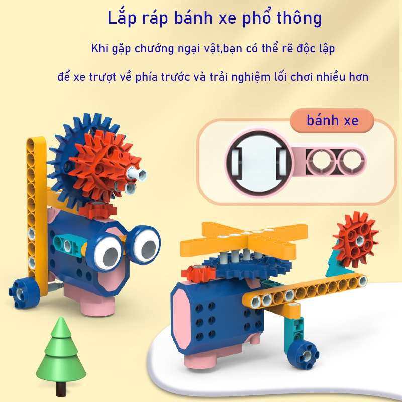 180 Chi Tiết - Bộ lắp ghép robot có động cơ điện chuyển động, Lắp ráp kĩ thuật điện tăng khả năng tư duy sáng tạo cho bé