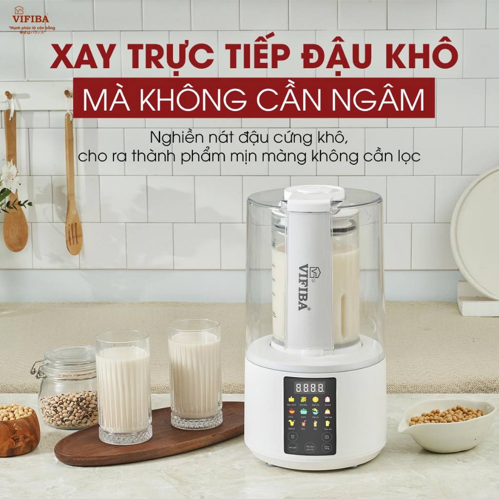 Ảnh Máy Làm Sữa Hạt Chống Ồn 15in1 Chính Hãng Vifiba, Máy Xay Nấu Đa Năng, Nấu Cháo, Hầm, Súp, VE16 1